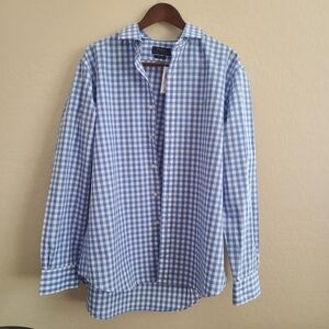 NWT Polo Ralph Lauren non-iron dress shirt. Size XL. Blue and white checkered
